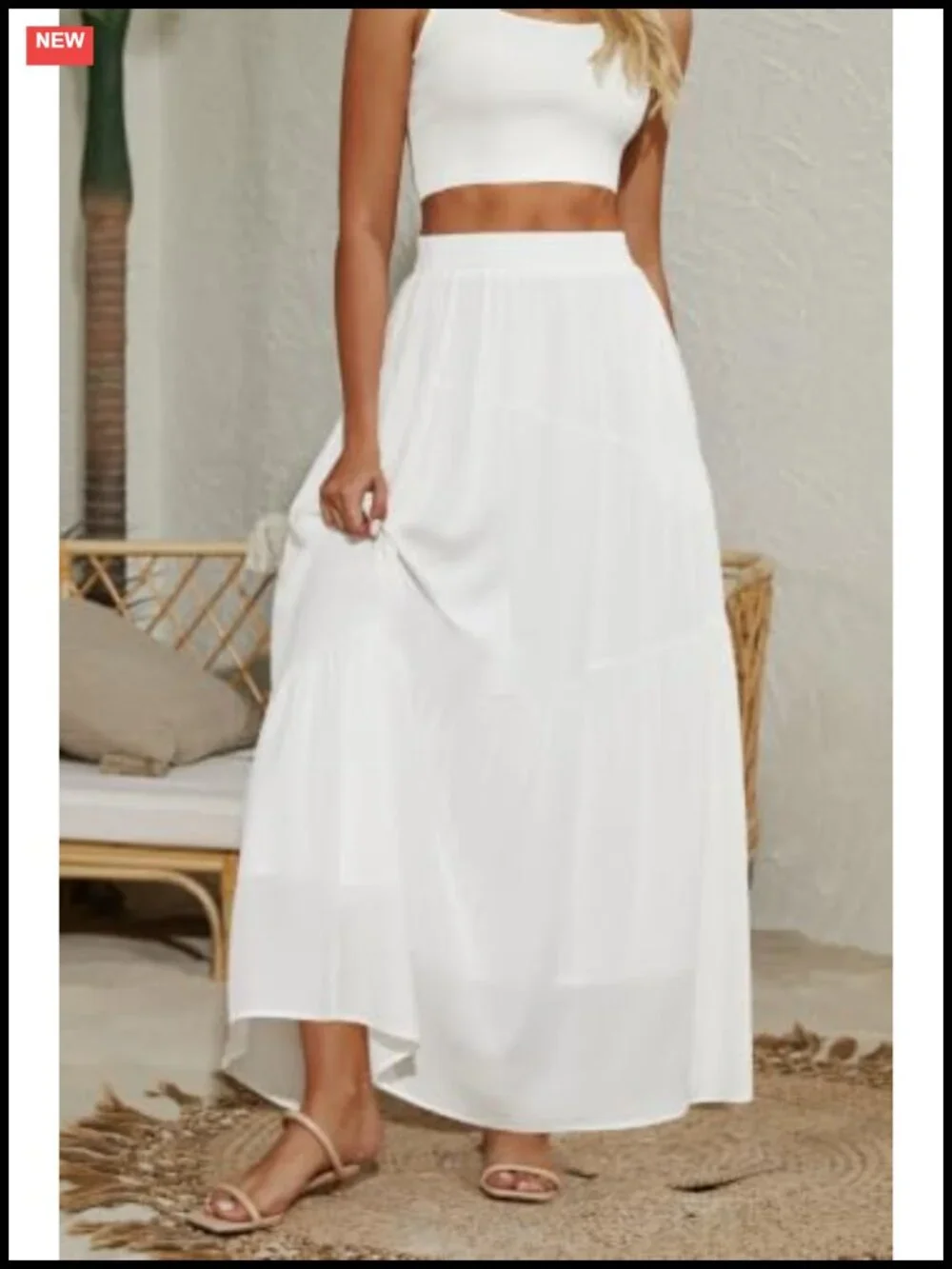 Flowy Maxi Skirt High Waist A-Line with Pockets Lightweight Rayon